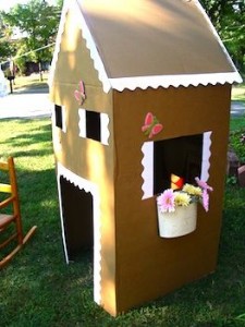 recycled cardboard box gingerbread house