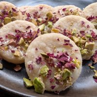 Rose pistachio shortbread cookie recipe