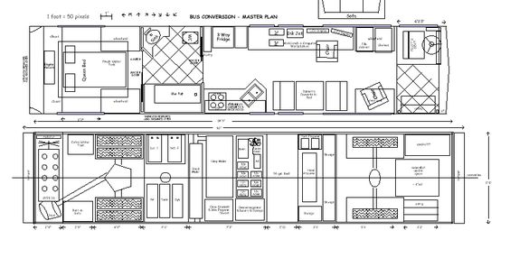 7 Free Floor Plans For School Bus To Tiny Home Conversions