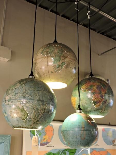 Upcycled globe lamps