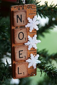 Upcycled scrabble ornament