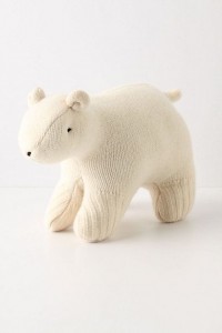 Upcycled sweater polar bear ornament