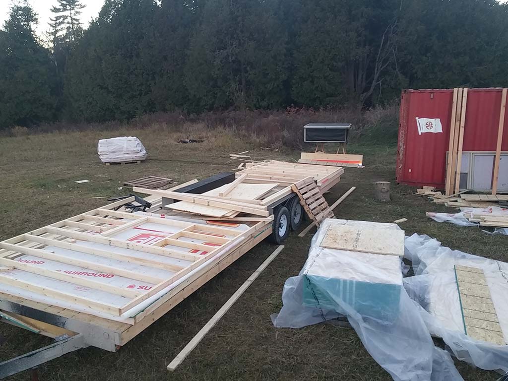 Framing the walls of the tiny house